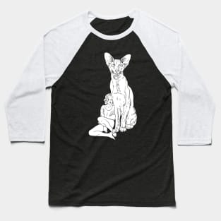 Girl and Cat 2 Baseball T-Shirt